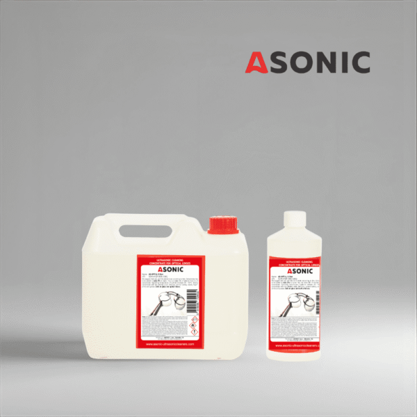 ASONIC AS-OPT препарат в кани от 1 л, 5 л и 25 л за ултразвуково почистване на оптични лещи.