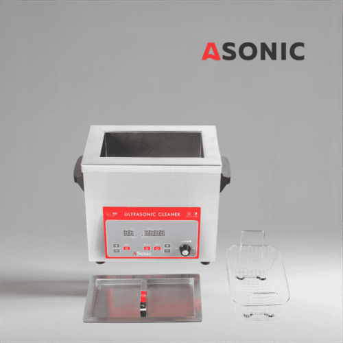 ASONIC IND-40 компактна ултразвукова вана, идеална за промишлено почистване в малък мащаб и лабораторна употреба.