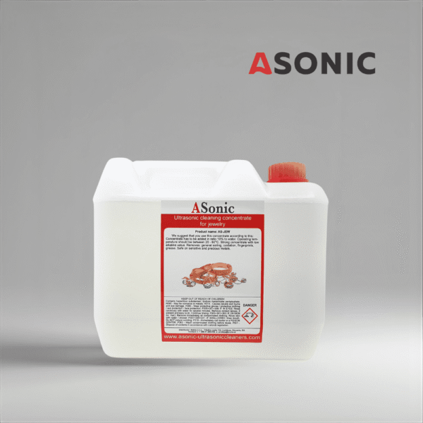 ASONIC AS-JEW-5 ултразвуков препарат за почистване на бижута, 5 л препарат за безопасно почистване на злато, сребро, часовници и скъпоценни камъни.
