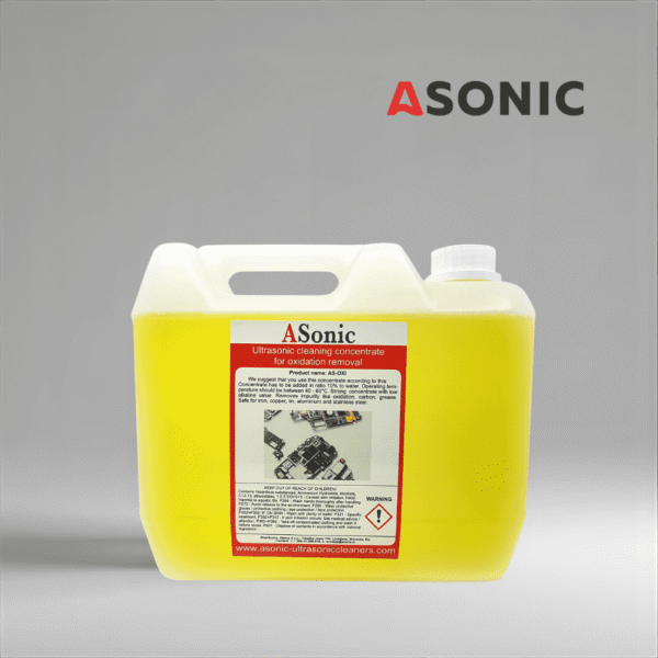 ASONIC AS-OXI-5 ултразвуков препарат за отстраняване на окисляване, 5 л препарат за почистване на метали, бижута и инструменти с оксидни слоеве.