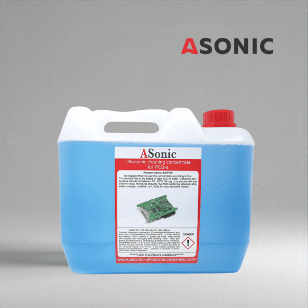 ASONIC PCB-5 ултразвуков препарат за почистване, 5 литра разтвор за почистване, предназначен за печатни платки и електронни компоненти.