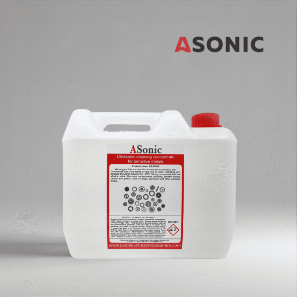 ASONIC AS-SENS-5 чувствителен ултразвуков почистващ разтвор, 5 литра препарат за деликатни инструменти и чупливи материали.