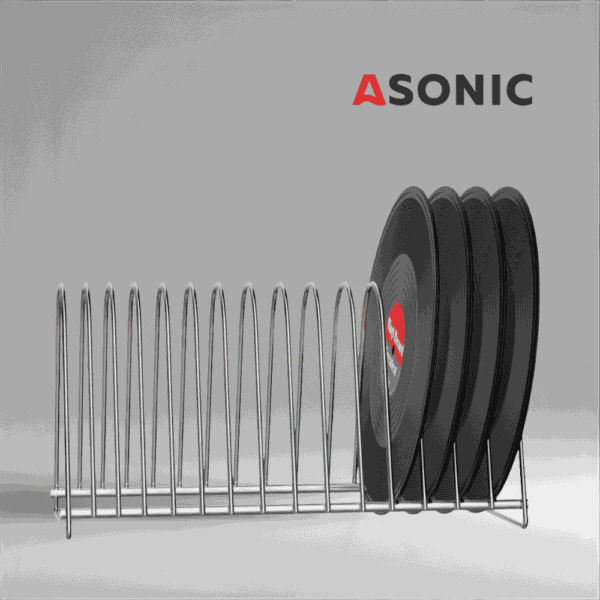 ASONIC стойка за сушене на винилови плочи за 15 LP-та, професионален аксесоар за сушене на по-големи колекции след ултразвуково почистване.